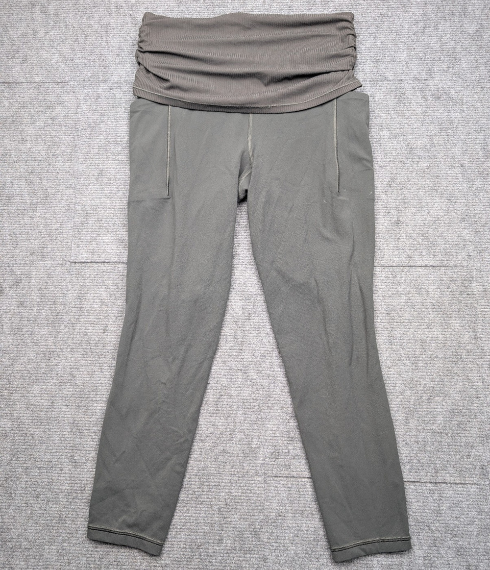 Athleta Salutation Stash 7/8 Fold Over Tight Womens Medium Athletic Gay Legging